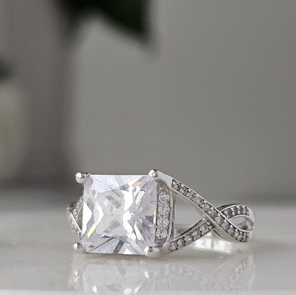 Princess Cut gemstone ring, 925 Sterling Silver - Picture 4 of 7
